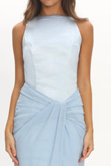 Amelisse Sheer Waist Wrap Maxi Dress Ice Blue