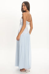 Karielle Asymmetric Drop Waist Maxi Dress Blue