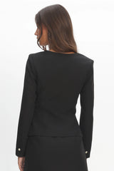 Fellie Button Front Top Black