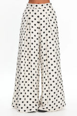 Galentines Wide Leg Pants Polka Dot Ivory