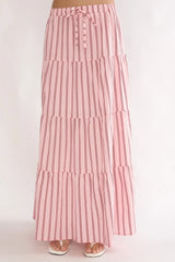 Under The Moons A-Line Maxi Skirt Stripe Pink