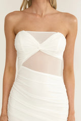 Lumiere Strapless Sheer Mesh Dress White