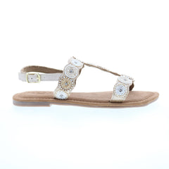 Bed Stu Quarrel FR86028 Womens Beige Leather Hook & Loop Strap Sandals Shoes