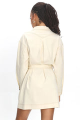 Mariska Collared Long Sleeve Mini Dress Butter