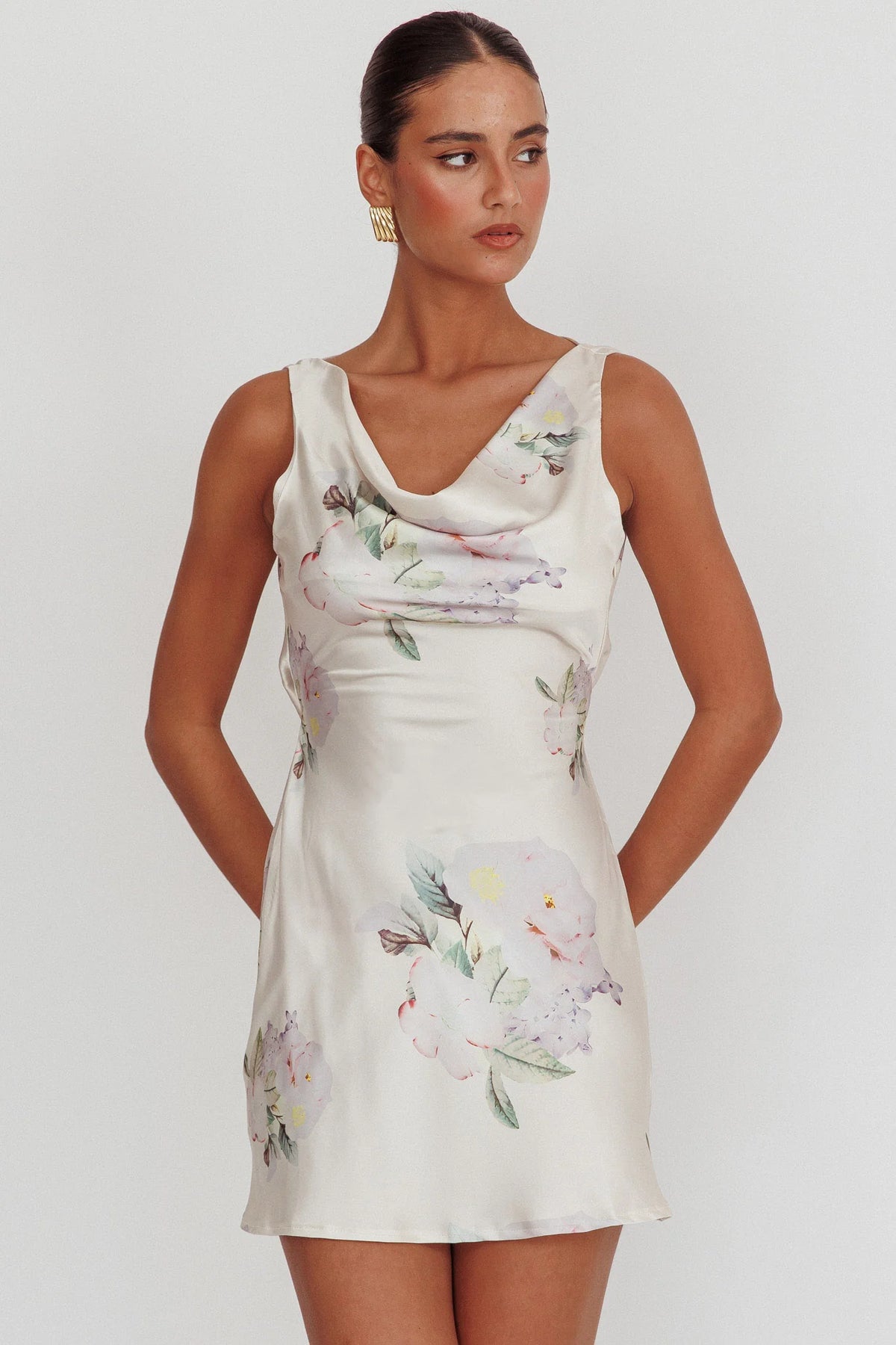 Isabella Satin Backless Mini Dress Butter