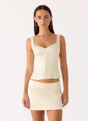 Posy Satin Mini Skirt - Ivory