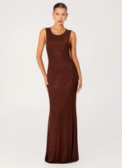 Hot Sequins Maxi Dress - Chocolate