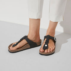 Gizeh Braid Oiled Leather Sandal in Black