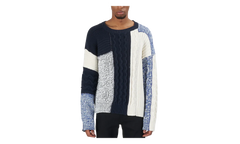 Knit Patchwork Sweater "Mixed Blues" BALMAINMS7 11