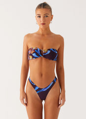 Cuba Strapless Bikini Top - Dark Floral