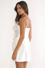 Cosmique 3D Ruffle Design Mini Dress White