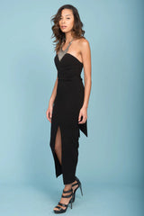 Payton Sexy Bodycon Midi Dress Black