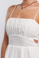June Sun Tied Back Midi Dress White