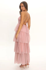 Auguste Tiered Frill Midi Dress Blush