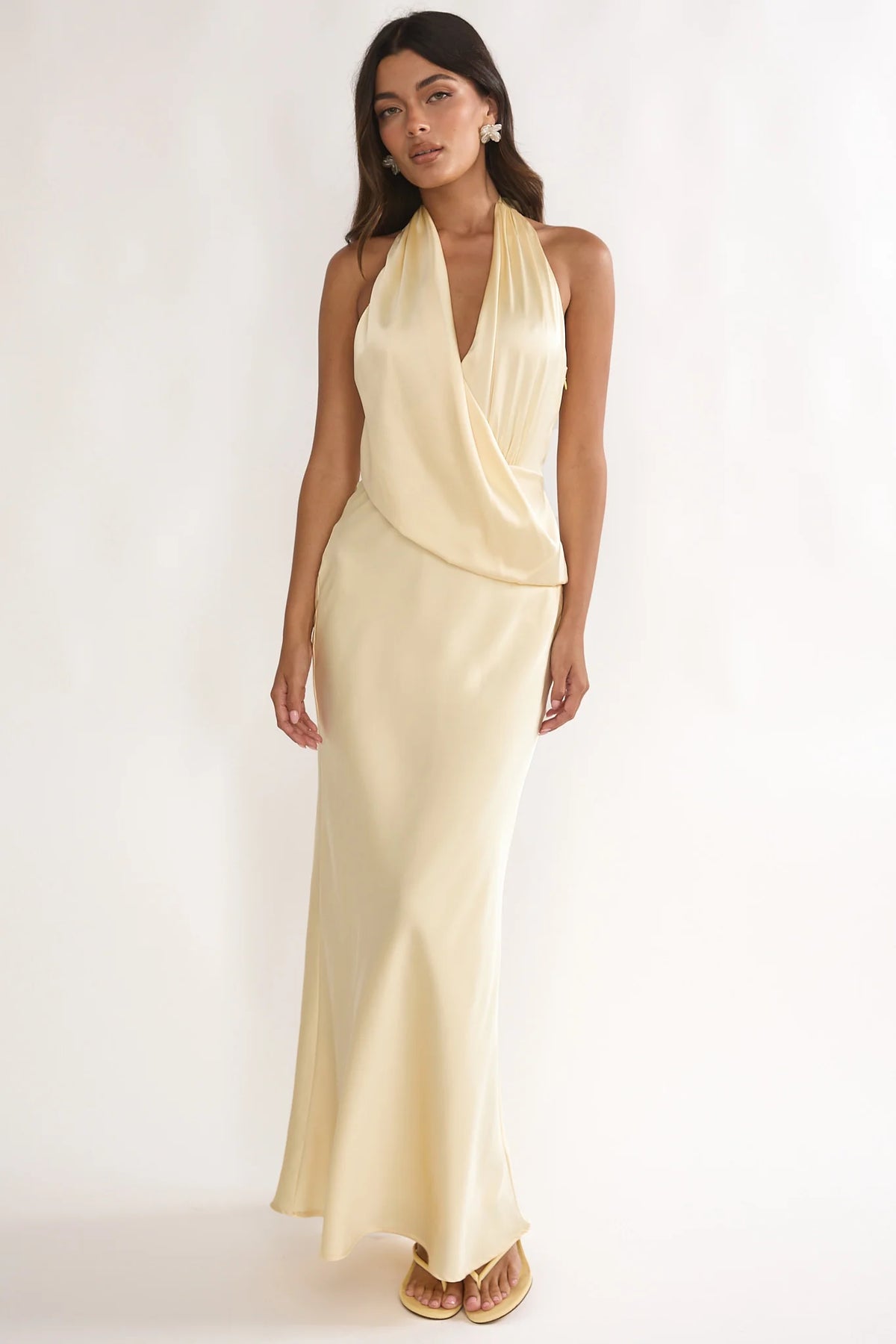 Jelina Draped Halter Maxi Dress Butter