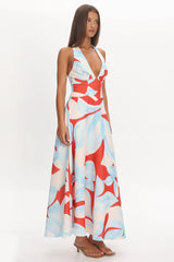 Riga Halterneck Maxi Dress Blue Multi