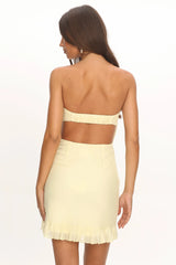 Evandra Sweetheart Neckline Strapless Mini Dress Lemon