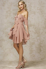 Whitney Deep V Polka Dot Dress Mocha