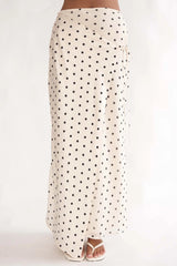 Jerica Wrap Front Maxi Skirt Polka Dot Beige