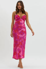 In A Daze Gathered Bust Midi Dress Pink