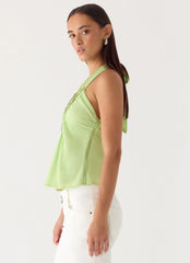 Never Stop Me Embellished Top - Lime