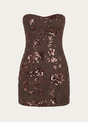 Akima Bustier Sequin Mini Dress - Chocolate