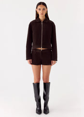 Jeremy Faux Suede Shorts - Chocolate