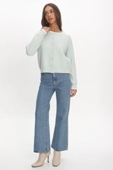 Aurore Scalloped Edge Knit Cardigan Baby Blue