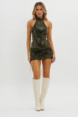 Branson Ruched Mini Skorts Olive