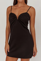 Keiosha Pleated Sweetheart Neckline Mini Dress Black