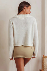 Margaret Button-Up Knit Cardigan Milk