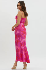 In A Daze Gathered Bust Midi Dress Pink