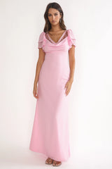 Elorin Lace Trim Maxi Dress Pink