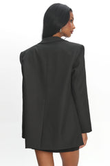 Serana Notch Lapel Oversized Blazer Black