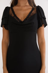 Elorin Lace Trim Maxi Dress Black