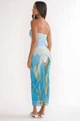 Lahita Strapless Midi Dress Orchid Blue