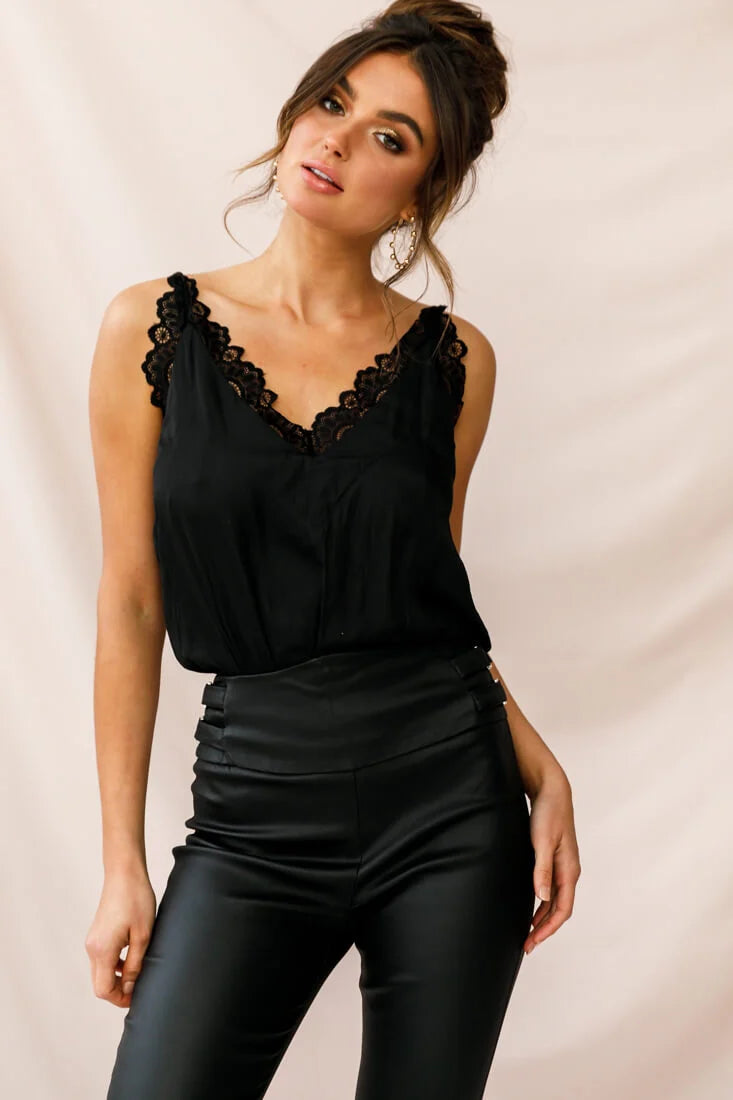 Brooklyn Camisole Sexy Lace Bodysuit Black
