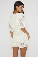 Asana Crochet Button Romper Cream