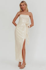 She Glows Cami Strap Sequin Maxi Dress Champagne