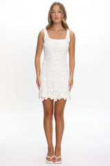 Karrla Crochet Lace Mini Dress White