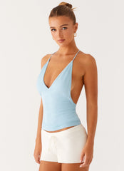 Ollie Knit Halter Top - Blue