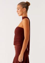 Mirage Scarf Top - Chocolate