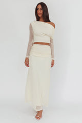 Alivya Ruched Side Maxi Skirt Butter