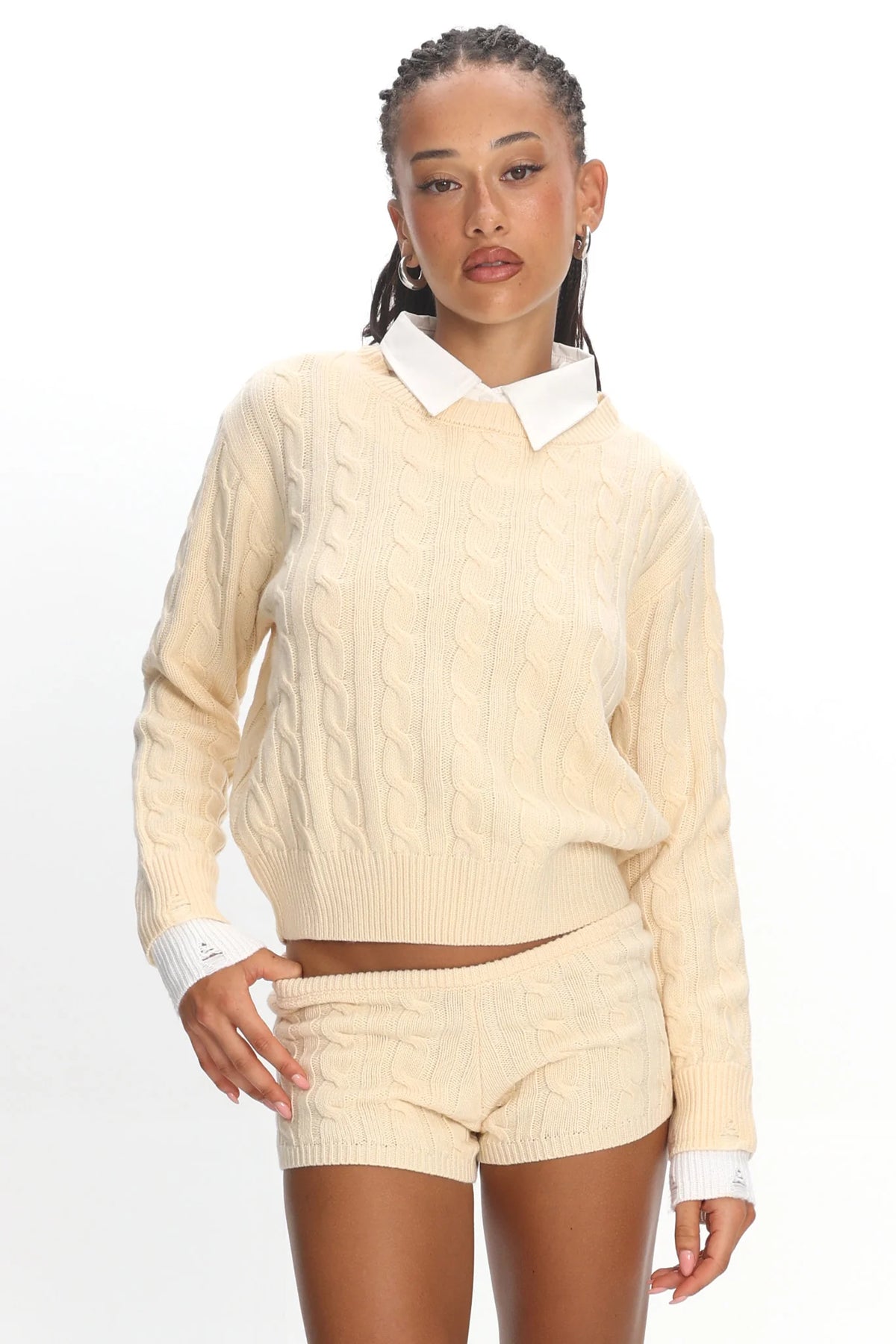 LIONESS Reborn Mini Shorts Cream