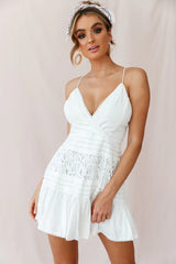 Bianca Fluted Hem Tie-Back Dress White