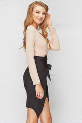 Rianna Bow Tie Dress Mocha/Black