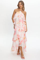 Darylyn Tiered Ruffle Maxi Dress Floral Pink