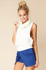 Jenny Sleeveless Cowlneck White