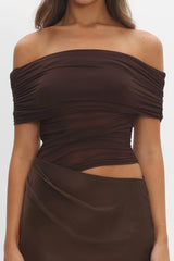 Lorely Off-Shoulder Midi Dress Chocolate