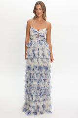 Cambridge Accordion Pleat Corset Dress Blue